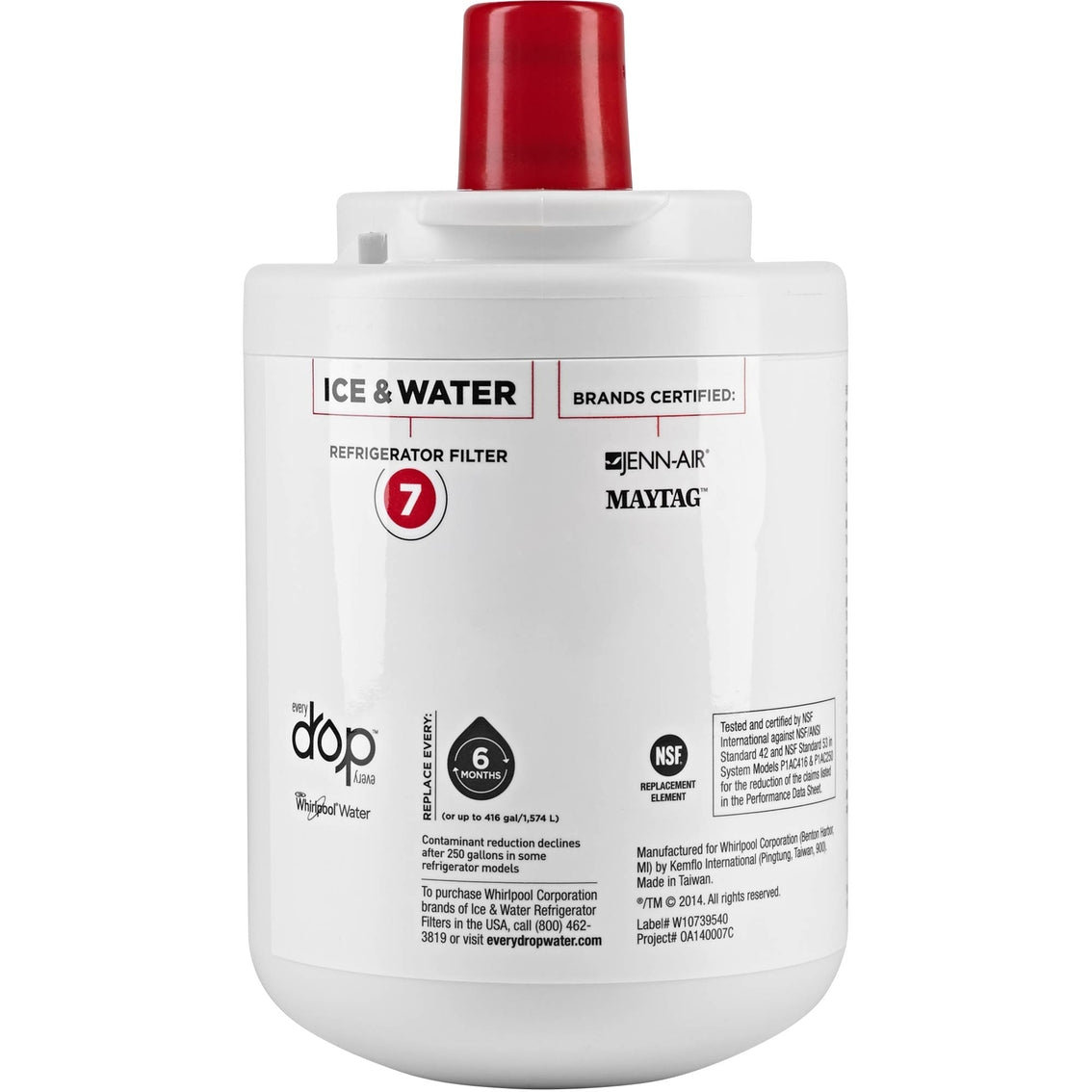 Filtro de Agua #7 para refrigeradores (Ref. W10790822)